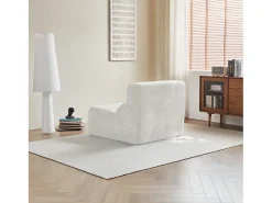 Sofá 94x110x79cm compacto envío comprimido asiento cómodo relleno espuma terciopelo blanco