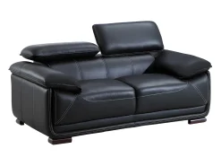 Sofa 2 plazas de piel color negro MACELO