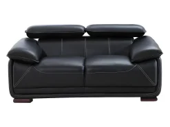 Sofa 2 plazas de piel color negro MACELO