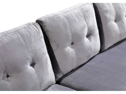 Sofa + Puf Convertible en Chaise Longue 184x131 cm 3 plazas color gris