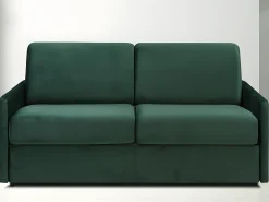 Sofá-cama de 3 plazas de terciopelo verde pino CALIFE