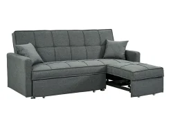Sofá-cama de 3 plazas de tela color gris claro CANETTI