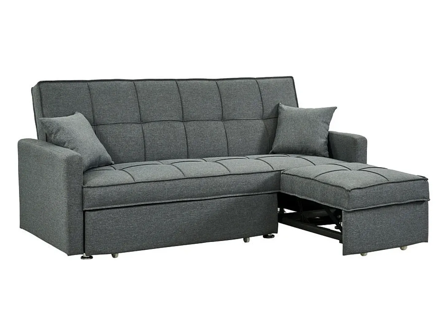 Sofá-cama de 3 plazas de tela color gris claro CANETTI