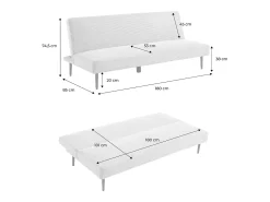 Sofá-cama en terciopelo de pana fina, 3 plazas gris beige