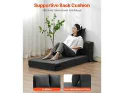 Sofá-Cama Plegable SucceBuy, 3 en 1 Plegable con 2 Almohadas, Gris Oscuro, Individual