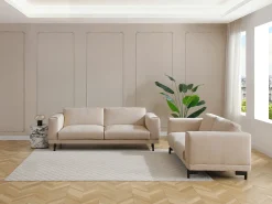 Sofás de 3 plazas y 2 plazas en chenilla beige DEMBOLA
