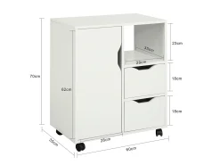 Soporte para Impresora de archivador de Oficina en casa, Armario de Almacenamiento sobre Ruedas, Color Blanco FBT105-W SoBuy ES