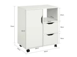 Soporte para Impresora de archivador de Oficina en casa, Armario de Almacenamiento sobre Ruedas, Color Blanco FBT105-W SoBuy ES