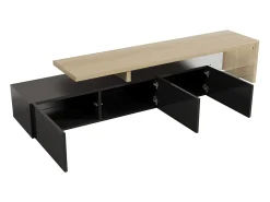Soporte para TV 200 x 39 x 42 cm, soporte para TV con iluminación LED de 7 colores, soporte para TV con tablero, negro
