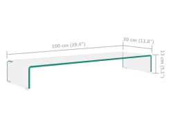 Soporte para TV/Elevador monitor cristal claro 100x30x13 cm