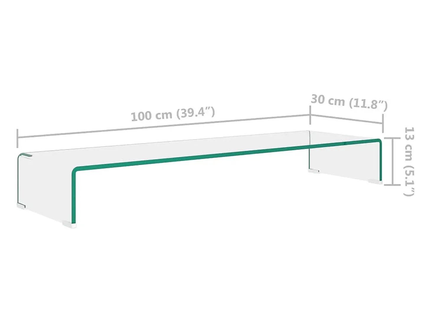Soporte para TV/Elevador monitor cristal claro 100x30x13 cm