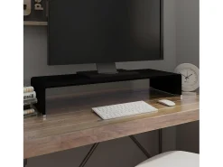Soporte para TV/Elevador monitor cristal negro 80x30x13 cm