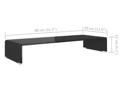 Soporte para TV/Elevador monitor cristal negro 80x30x13 cm