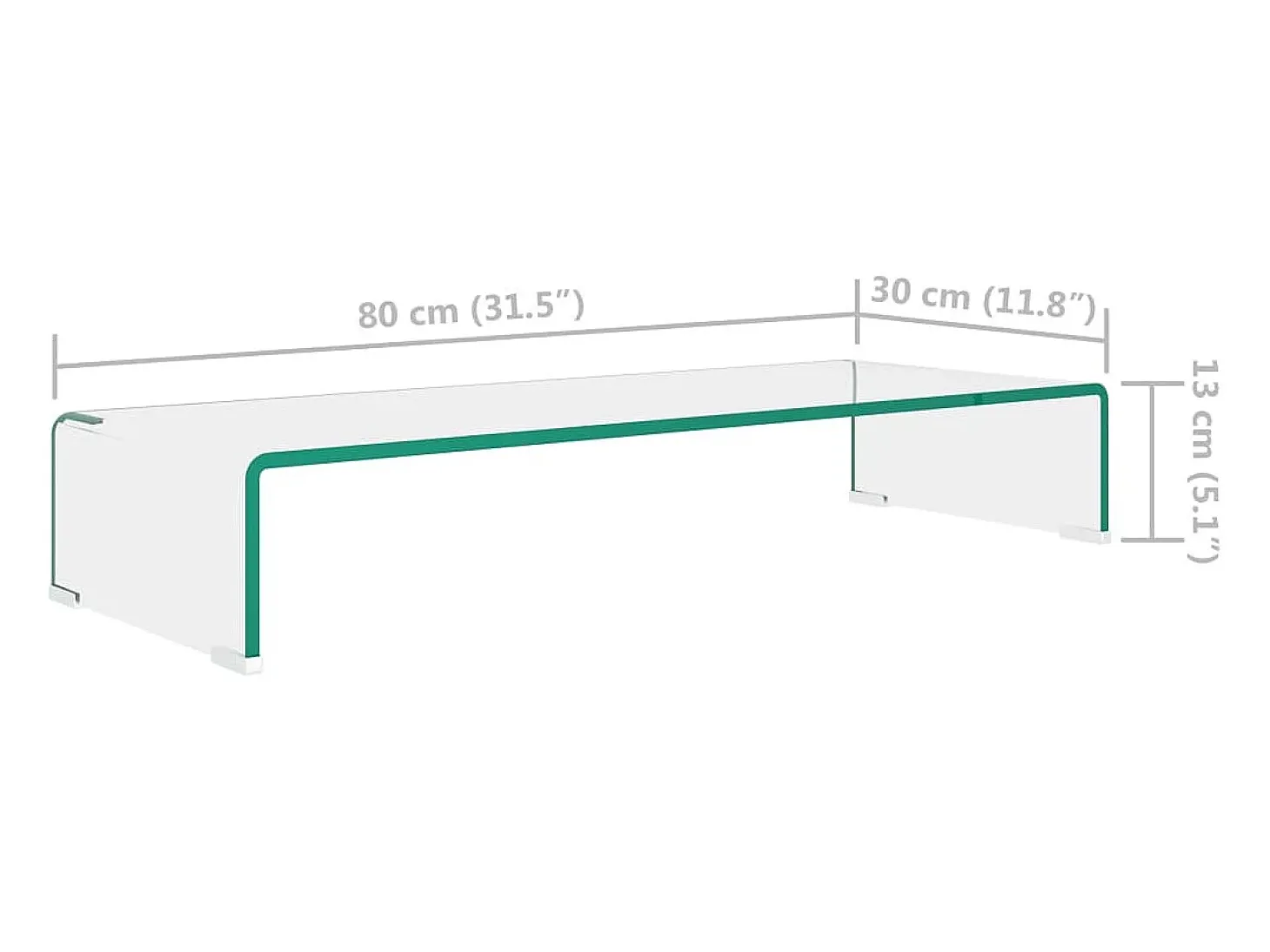 Soporte para TV/Elevador monitor cristal claro 80x30x13 cm