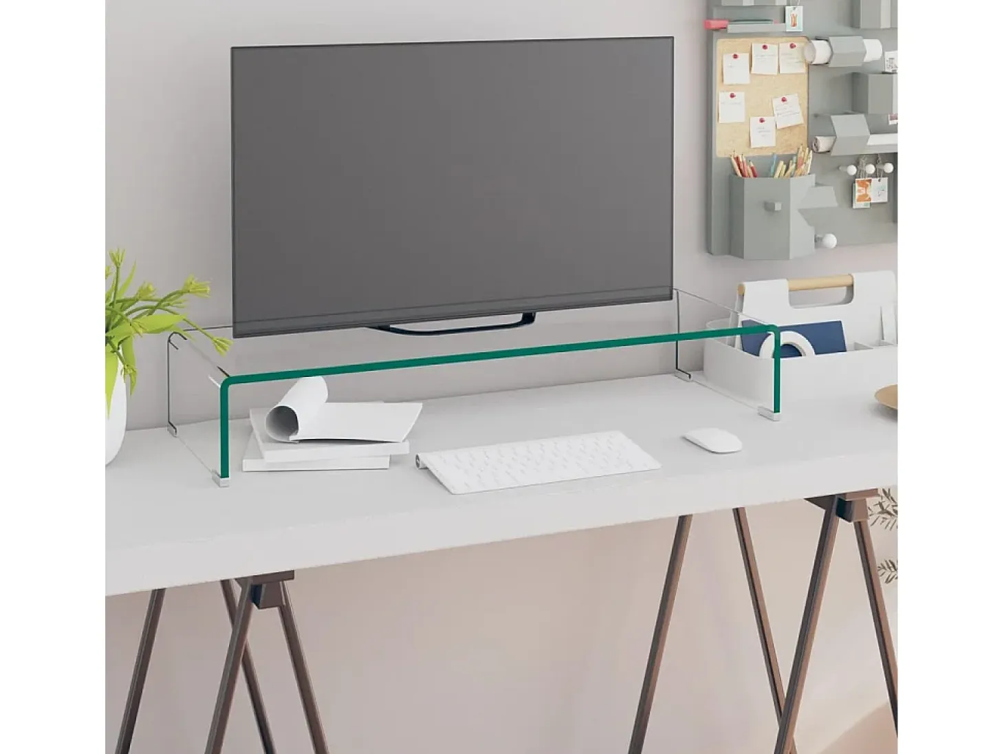Soporte para TV/Elevador monitor cristal claro 80x30x13 cm