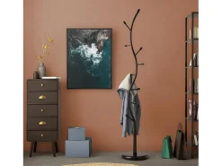 Swindon Perchero de Pie de Estilo Minimalista, Negro, 185x32x32cm