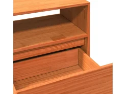 Sybe Mueble de TV madera maciza de pino marrón cera 140x37x50 cm