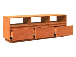 Sybe Mueble de TV madera maciza de pino marrón cera 140x37x50 cm