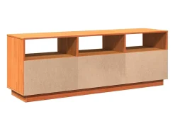 Sybe Mueble de TV madera maciza de pino marrón cera 140x37x50 cm