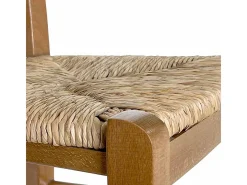 Taburete alto de bar en madera de nogal claro con asa h 80 cm asiento de paja