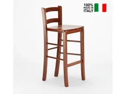 Taburete alto de madera con respaldo Munich para bar pub y cocina