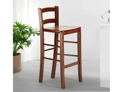 Taburete alto de madera con respaldo Munich para bar pub y cocina