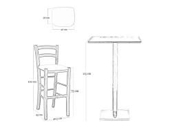 Taburete alto de madera de naranjo h 73 cm Rustico con asiento de polipiel roja