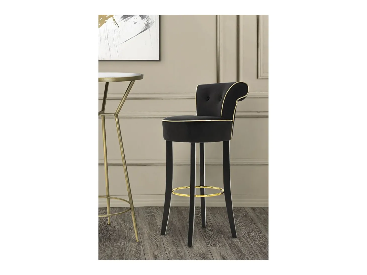 Taburete Alto VKH442, Negro, 46x48x96 cm, Kendra Home