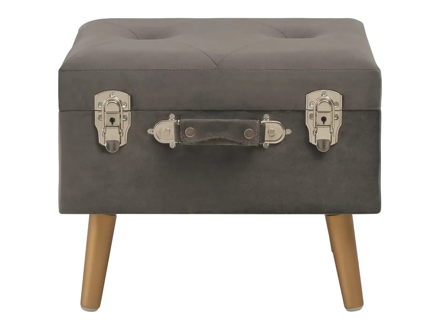 Taburete de almacenamiento de terciopelo gris de 40 cm