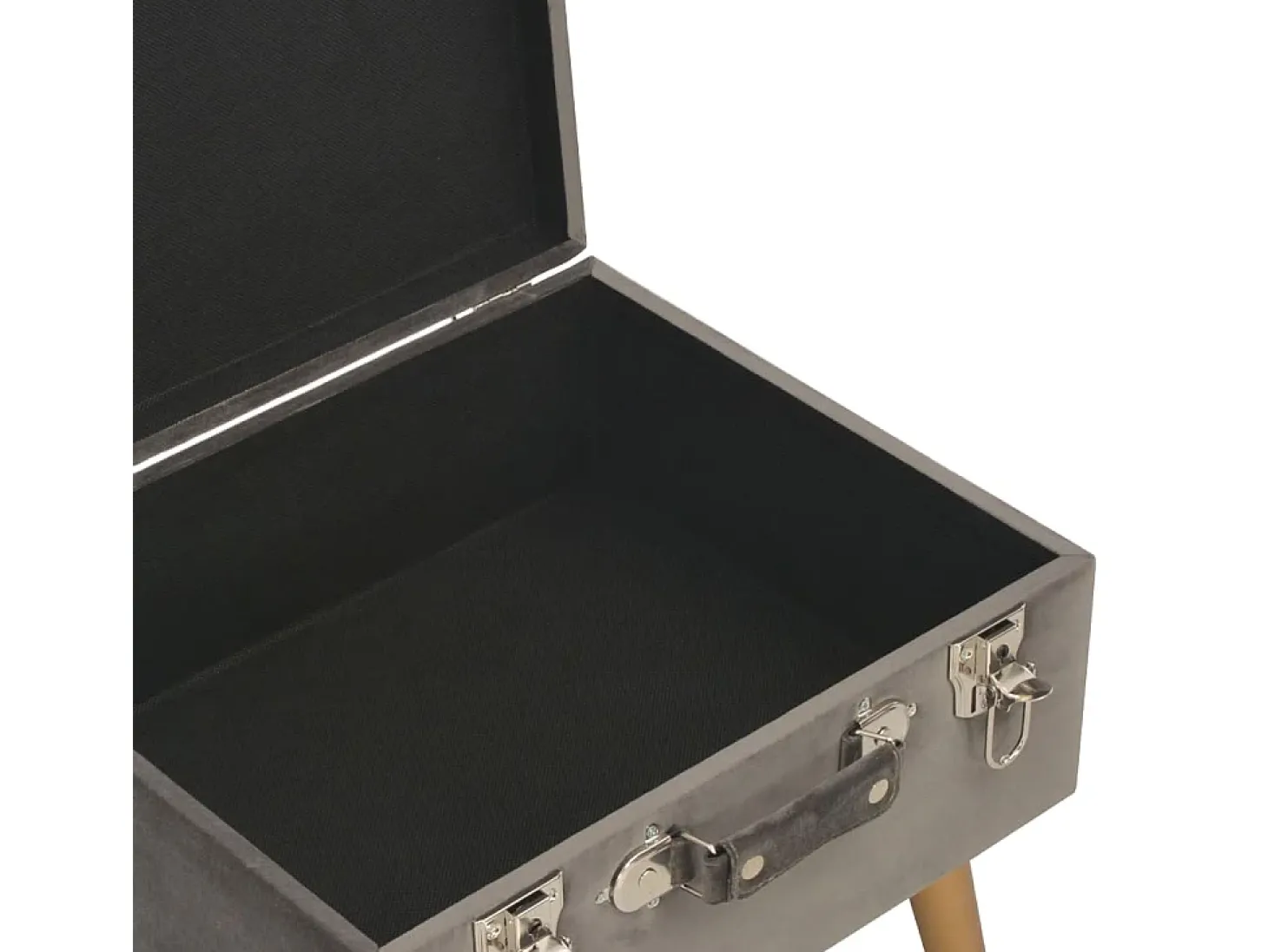 Taburete de almacenamiento de terciopelo gris de 40 cm