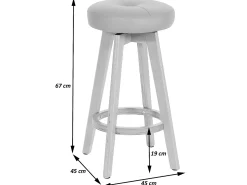 Taburete de bar Boras (juego de 2) giratorio, crema, patas claras