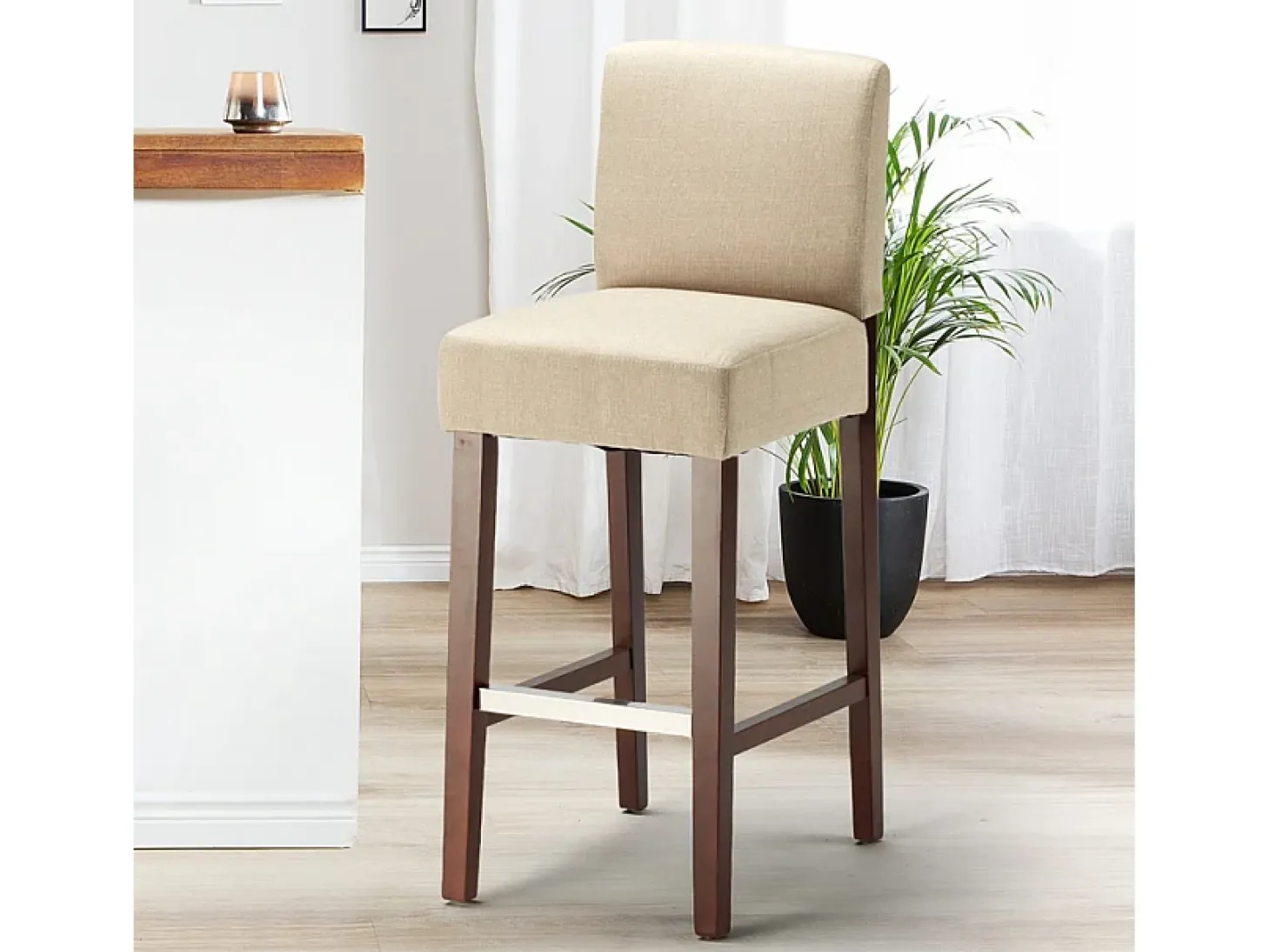 Taburete de bar Cocina de madera estilo Henriksdal alto 74 cm Comfort XL - Beige