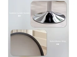 Taburete de bar con respaldo, giratorio 360°, asiento acolchado, estructura de metal, altura regulable, diseño moderno, blanco (38x38x52-66 cm)