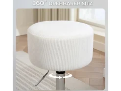 Taburete de bar con respaldo, giratorio 360°, asiento acolchado, estructura de metal, altura regulable, diseño moderno, blanco (38x38x52-66 cm)