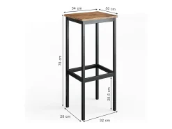 Taburete de bar conjunto de 2 roble rústico 32x28x78 fyrk