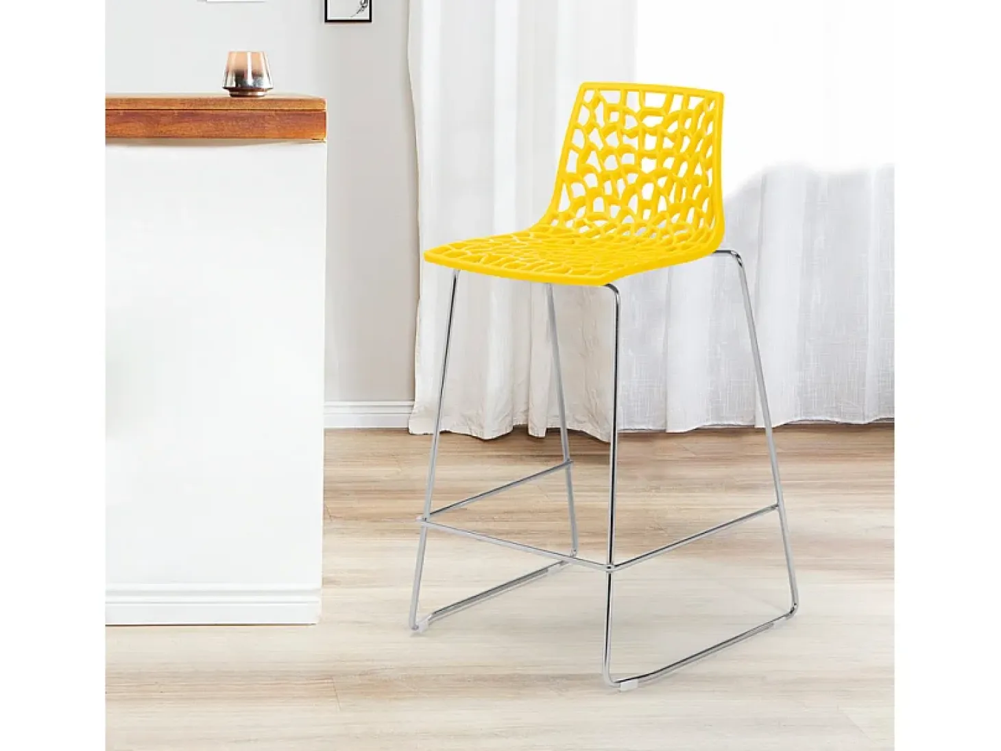 Taburete de bar de diseño Grand Soleil 64cm Mini Spider - Amarillo