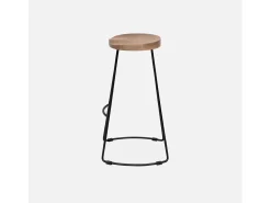Taburete de bar de madera de mango y acero, 65cm, set de 4 natural