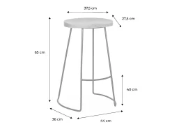 Taburete de bar de madera de mango y acero, 65cm, set de 4 natural