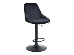 Taburete de bar de pana y metal - Altura ajustable - Negro - MASURIE