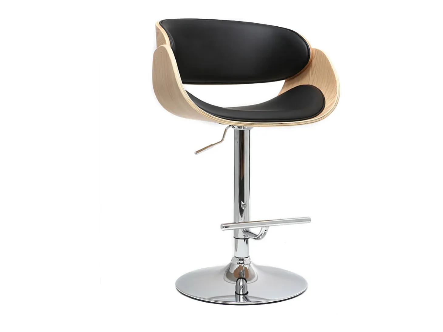 Taburete de bar diseño negro y madera clara BENT