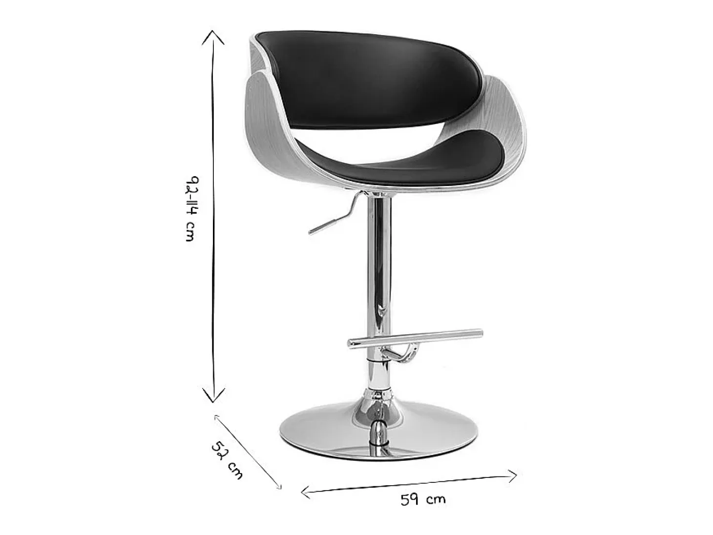 Taburete de bar diseño negro y madera clara BENT