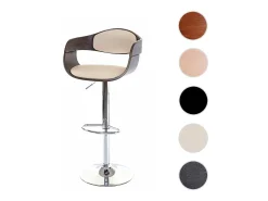 Taburete de bar MCW-A47, gris, imitación cuero crema