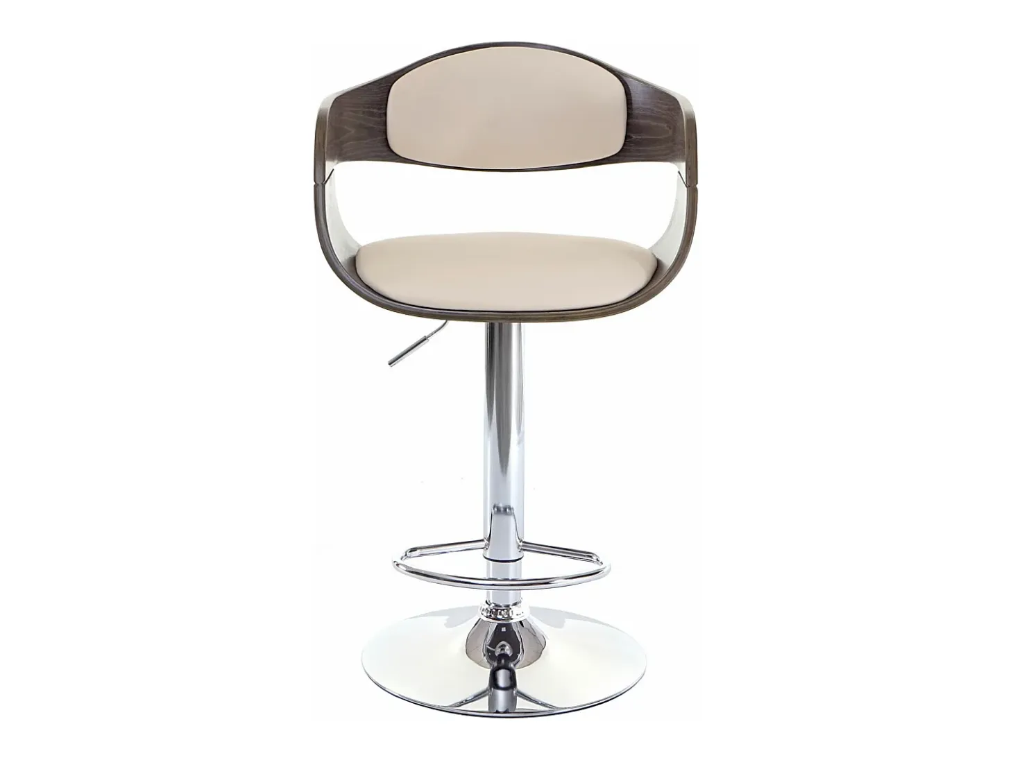 Taburete de bar MCW-A47, gris, imitación cuero crema
