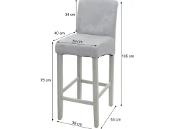 Taburete de bar MCW-C33 (juego de 2), imitación de ante, patas claras, tela/textil