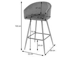 Taburete de bar MCW-D72 (juego de 2), tela/textil, gris antracita