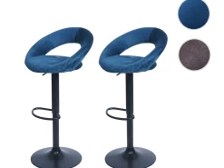 Taburete de bar MCW-F46 (juego de 2), terciopelo, azul petróleo