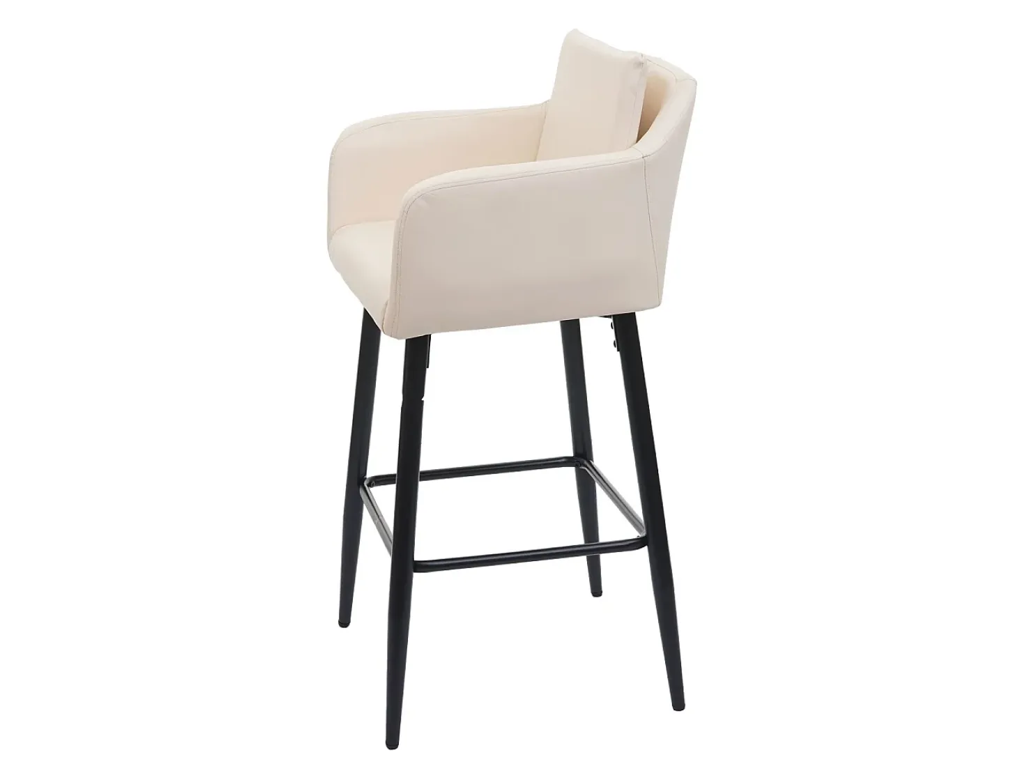 Taburete de bar MCW-H93, imitación de cuero crema-beige