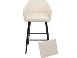 Taburete de bar MCW-H93, imitación de cuero crema-beige