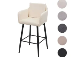 Taburete de bar MCW-H93, imitación de cuero crema-beige