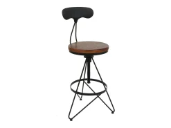 Taburete de bar MCW-N18 (juego de 2), marrón, estructura negra